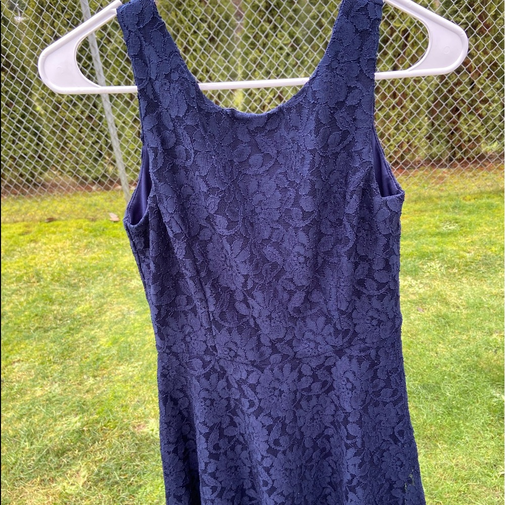 Speechless blue lace low back dress ends just above knee fits size 6-8